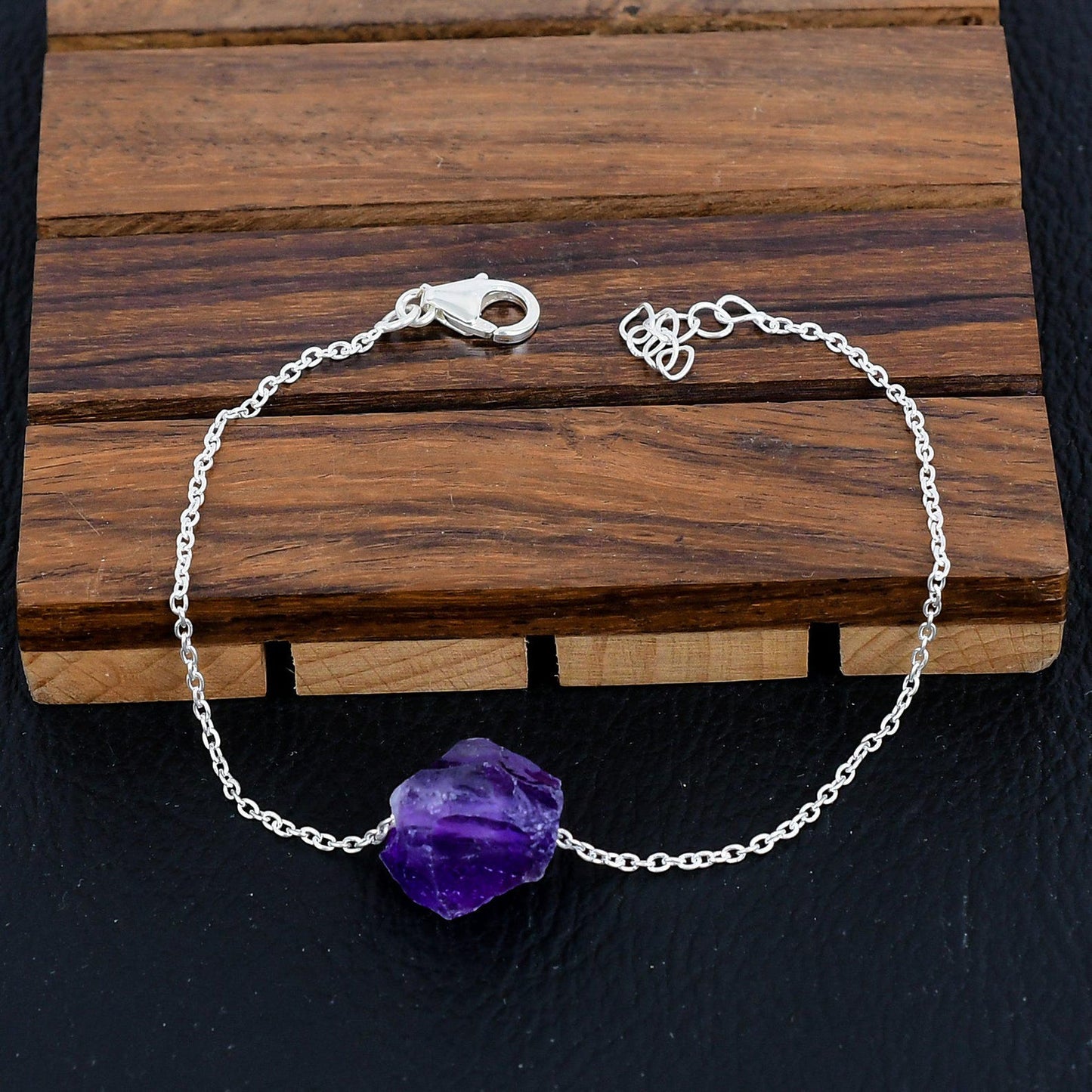 925 Sterling Silver Raw Amethyst Gemstone Bracelet/Amethyst Jewellery/Rough Stone/Trendy Gift/Royal Elegant Jewellery/Special Gift For Her
