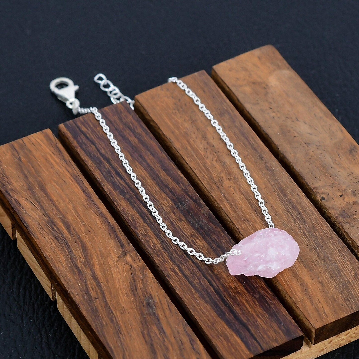925 Sterling Silver Raw Kunzite Gemstone Bracelet/Kunzite Jewellery/Rough Stone/Trendy Gift/Royal Elegant Jewellery/Special Gift For Her