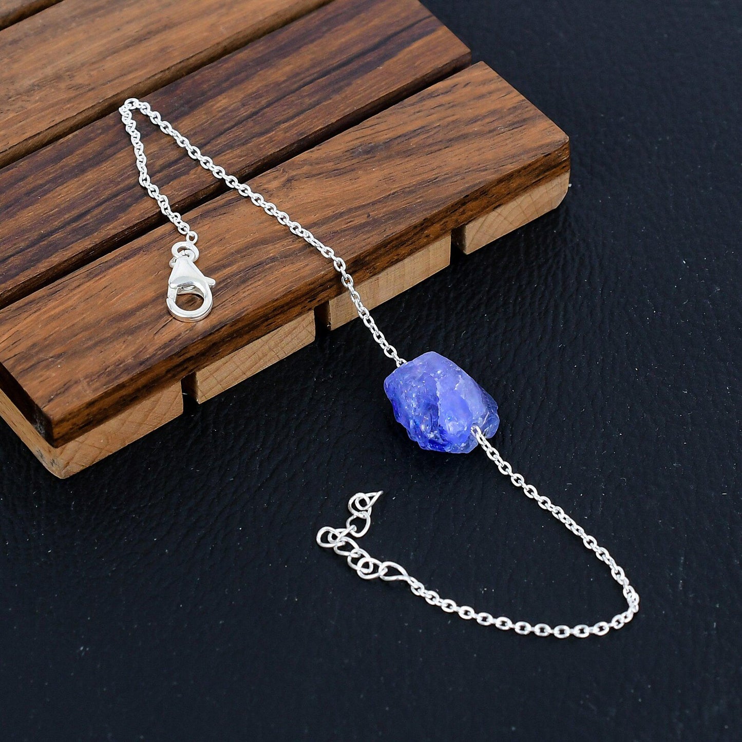 925 Sterling Silver Raw Tanzanite Gemstone Bracelet/Tanzanite Jewellery/Rough Stone/Trendy Gift/Royal Elegant Jewellery/Special Gift For Her