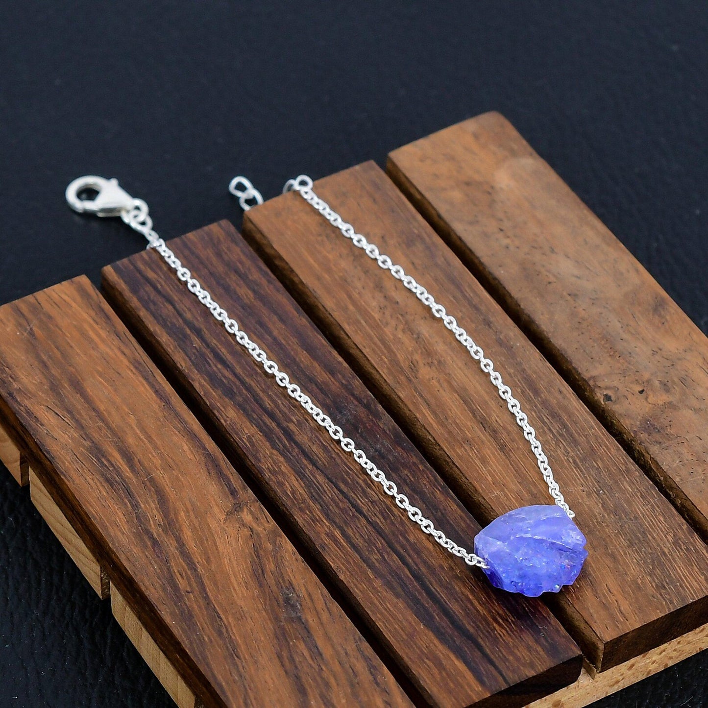 925 Sterling Silver Raw Tanzanite Gemstone Bracelet/Tanzanite Jewellery/Rough Stone/Trendy Gift/Royal Elegant Jewellery/Special Gift For Her