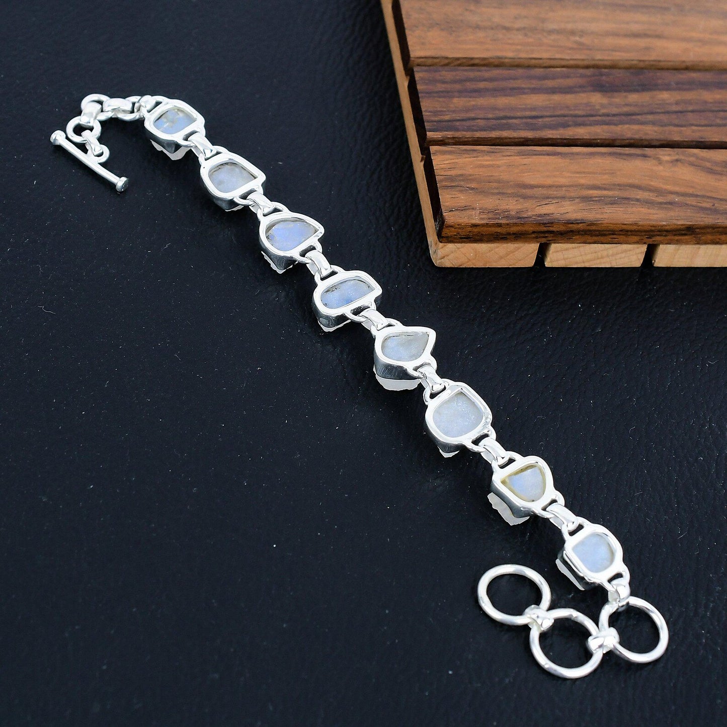 925 Sterling Silver Raw Moonstone Gemstone Bracelet/Moonstone Jewellery/Rough Stone/Trendy Gift/Royal Elegant Jewellery/Special Gift For Her