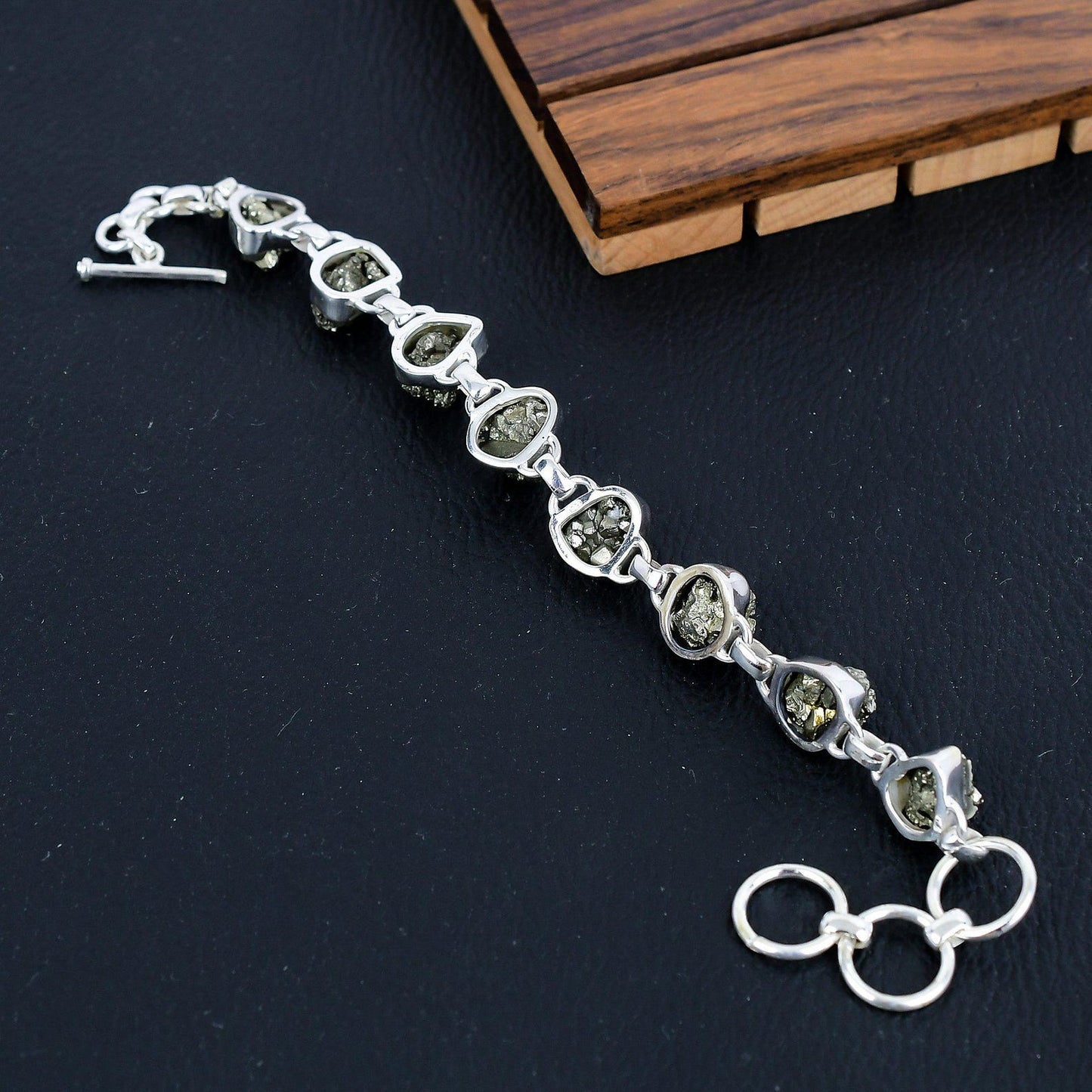 925 Sterling Silver Raw Pyrite Gemstone Bracelet/Raw Pyrite/Rough Golden Stone/Trendy Gift/Royal Jewellery/Special Gift For Her/Gift For Him