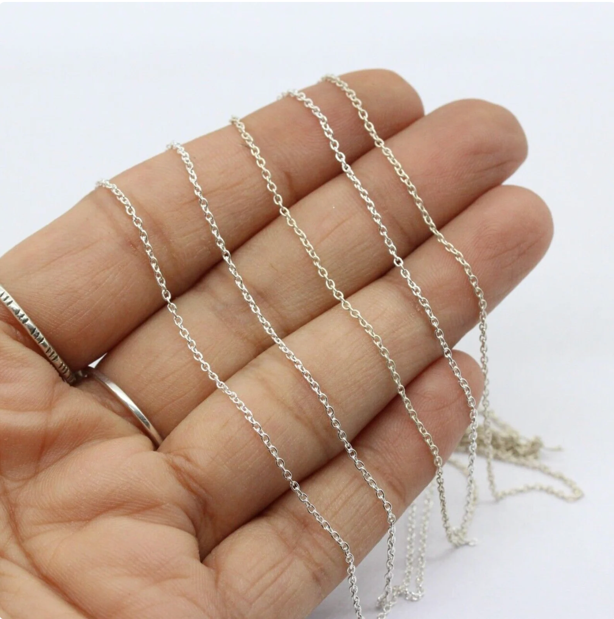 Solid 925 Sterling Silver 16" 18" Inches Women's Girls Dailywear Chain Necklace