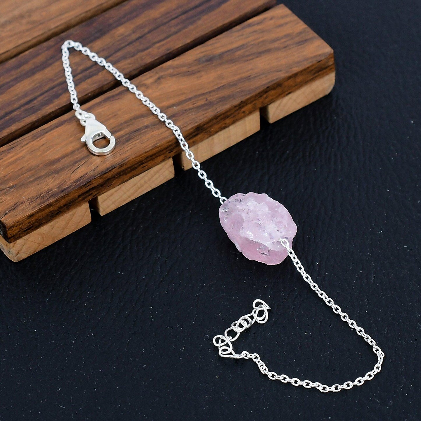925 Sterling Silver Raw Kunzite Gemstone Bracelet/Kunzite Jewellery/Rough Stone/Trendy Gift/Royal Elegant Jewellery/Special Gift For Her