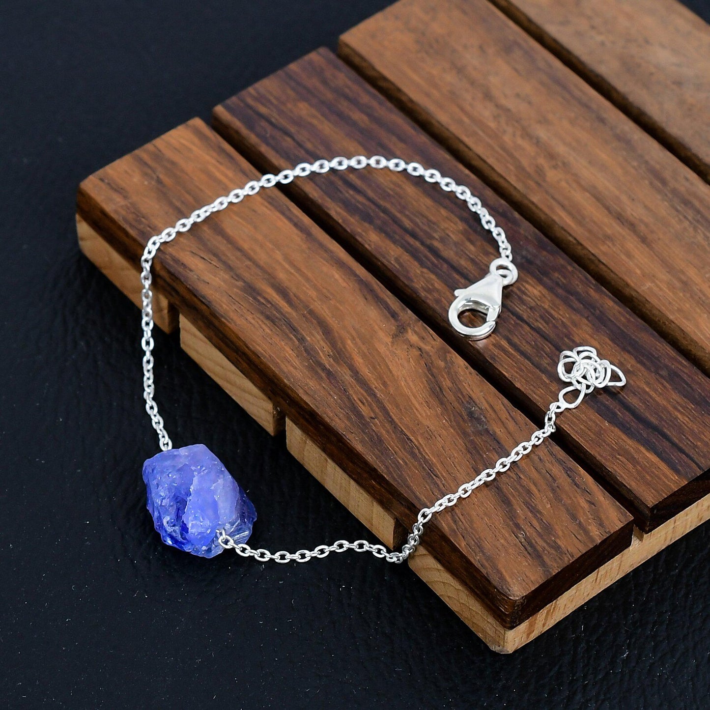 925 Sterling Silver Raw Tanzanite Gemstone Bracelet/Tanzanite Jewellery/Rough Stone/Trendy Gift/Royal Elegant Jewellery/Special Gift For Her