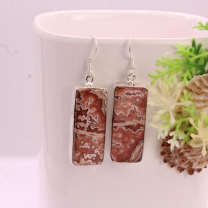 Solid 925 Sterling Silver Hook Crazy Lace Agate Earrings/Gemstone Earrings/ Daily wear Earrings/ Drop Dangle Earrings/Special Gift For Her