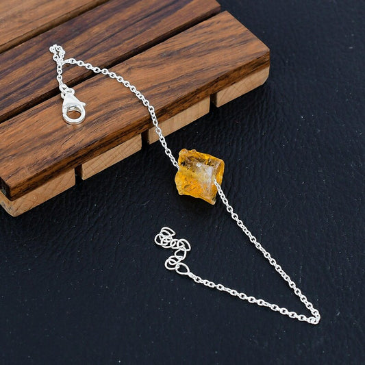 925 Sterling Silver Raw Citrine Gemstone Bracelet/Raw Citrine/Rough Stone/Trendy Gift/Royal Jewellery/Special Gift For Her/Gift For Him