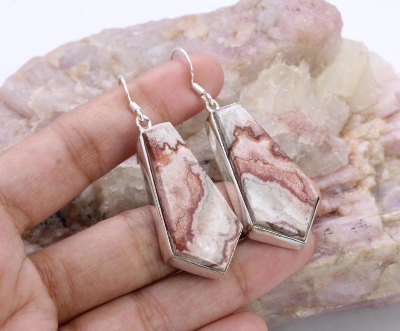 Solid 925 Sterling Silver Hook Crazy Lace Agate Earrings/Gemstone Earrings/ Daily wear Earrings/ Drop Dangle Earrings/Special Gift For Her